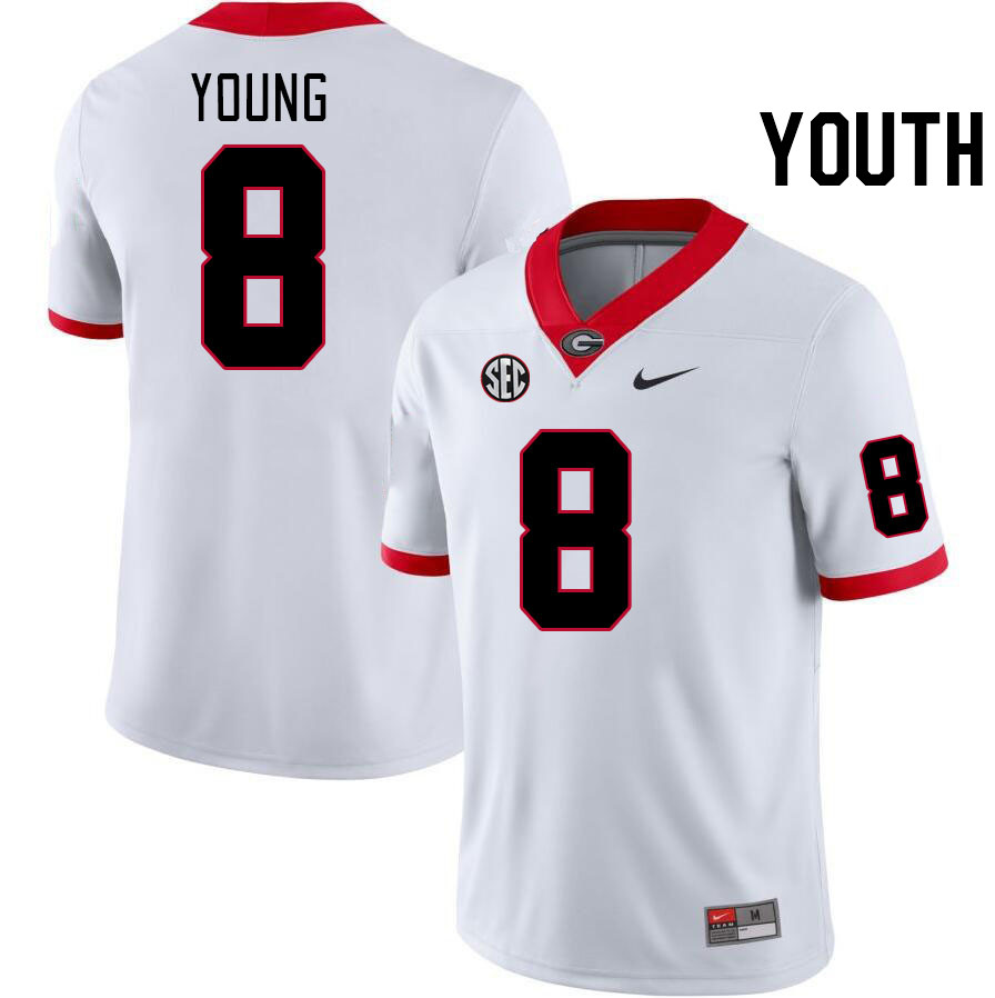 Youth #8 Colbie Young Georgia Bulldogs College Football Jerseys Stitched-White